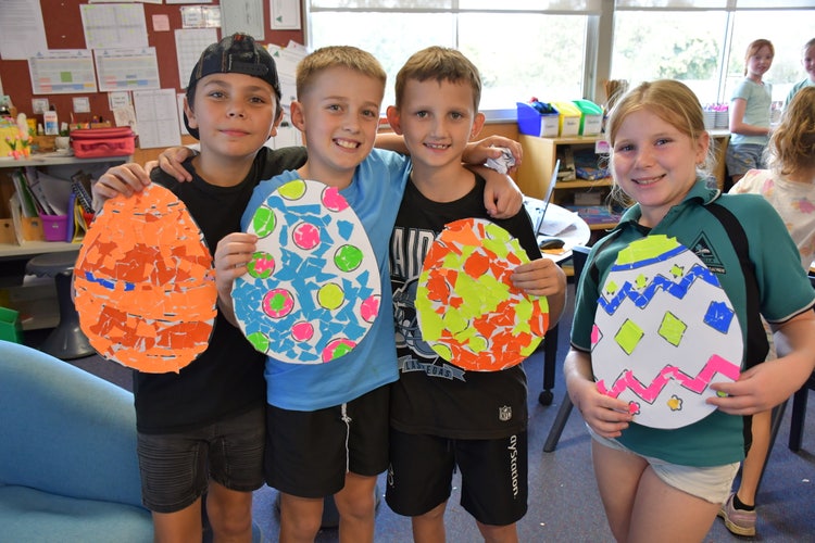 Students with Easter craft