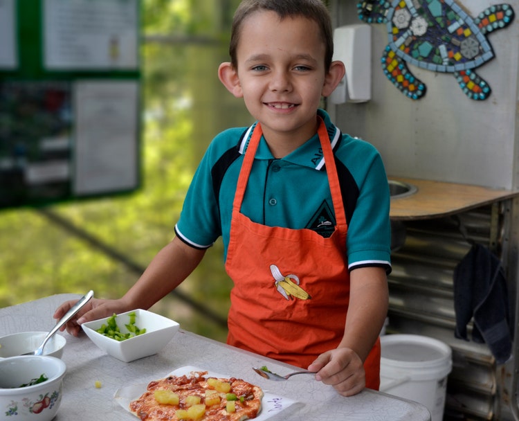 Student in cooking class