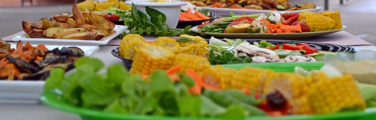 Bright and colourful plates of vegetables